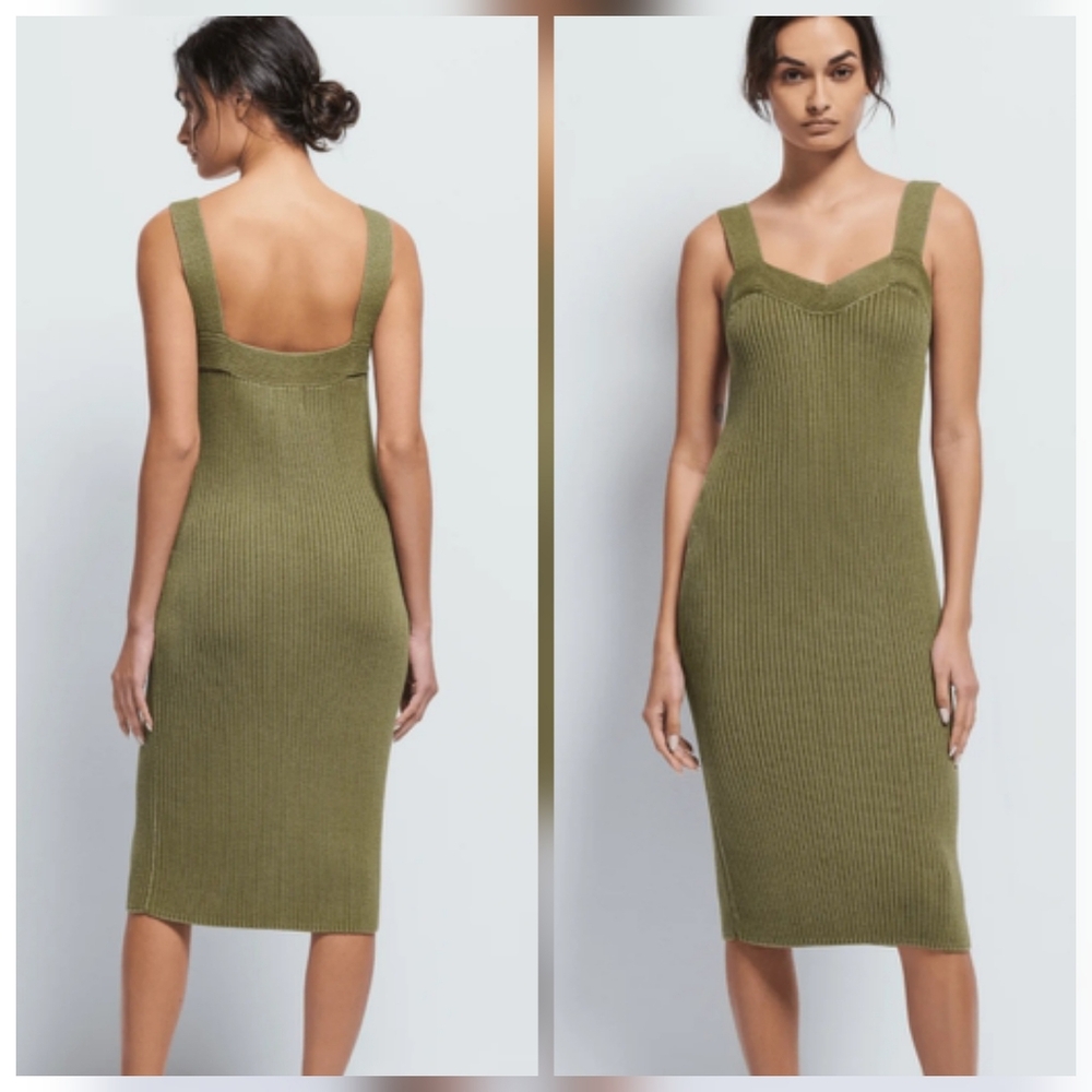 NWOT Nation Los Angeles Caresse Small‎ Olive Green Ribbed Sweater Dress